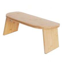 HOHOBLA Folding Meditation Bench Bamboo Meditation Stool With Velvet Cushion & Carry Bag, Travel Meditations Seat, Comfortable Folding Kneeling Stool Chair For Mindfulness, Zen Practice [US STOCK, Christmas Gift] - Wood Color+ Gray Color - View 2
