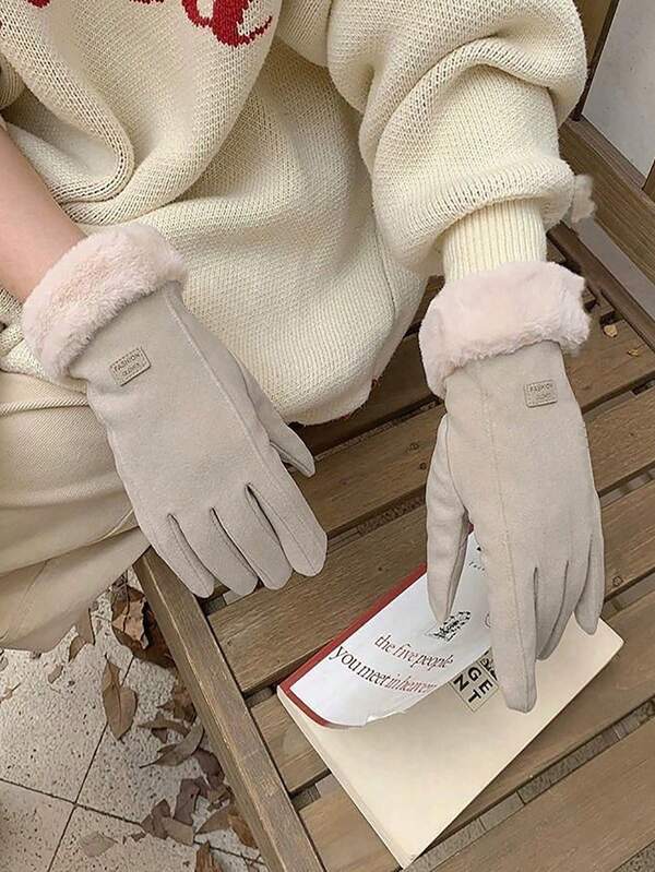 1 Pair Winter Warm Gloves, Solid Color Thick Gloves, Touchscreen Gloves, Fashion Accessory Gloves For Autumn/Winter