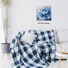 1pc 40*40cm(16x16inch) Art Decor Square Canvas Wall Art With Framed Blue Flowers Peony Floral Room Decor Home Decor Holiday Decor Bedroom Decor Living Room Decor.Stretched And Framed Ready To Hang. - 白色 - 查看 3