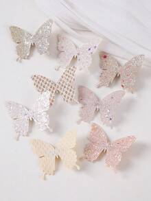 785件套女童咖啡色珍珠水钻蝴蝶结、爱心、蝴蝶结发圈、刘海夹、发卡、发夹、日常发饰 - 彩色 - 查看 4