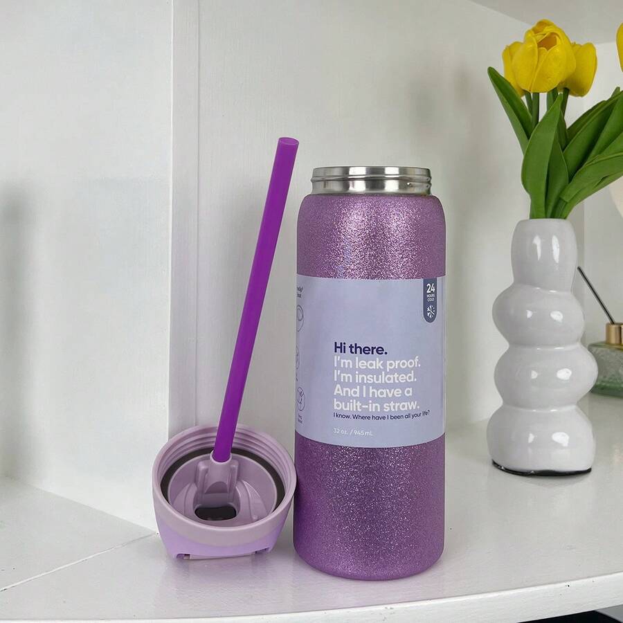 OWALAFreeSip 2025 Insulated Stainless Steel Water Bottle With Straw, Suitable For Sports, Outdoor Activities, Travel, And Student Sports Water Cup, 32 Ounces - Shimmering Purp-32oz - 查看 1