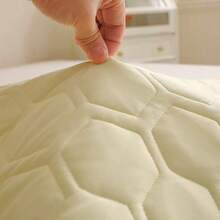 1pc Solid Color Headboard Cover, High Elasticity Dust Protection, Thick Quilted, Suitable For Single And Double Bed - Yellow - View 4