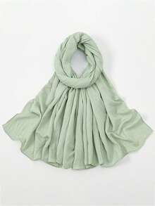 1pc Women Solid Color Wrinkle Headscarf, Sun Protective Head Wrap Scarf, New Soft & Comfortable Shawl Scarf For Summer, High Quality Multifunctional Hijab, Suitable For Daily Wear - Solid Color Headscarf - View 28