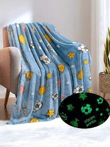 Glow-In-The-Dark Blanket, Birthday, Christmas, Easter Gift - Soft Plush Flannel Throw Blanket With Football Trophy Print Pattern. Ideal Gift For Kids, Grandchildren, Babies, Toddlers, Birthdays, Christmas! - Multicolor - View 1