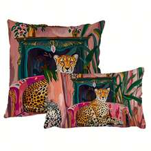 1件猎豹植物装饰抱枕套，波西米亚风格绘画设计，尺寸：11.8英寸 x 19.7英寸，17.7英寸 x 17.7英寸，家居农舍风格装饰，适用于沙发、客厅、卧室，不含枕芯 - 彩色 - 查看 11