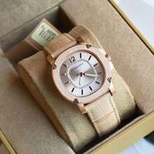 Burberry Crystal Dial Beige Leather Strap Watch For Women - Silver - View 7