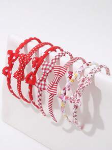 7pcs Cute Bow Headbands For Girls, Suitable For Daily Wear - Red - View 5