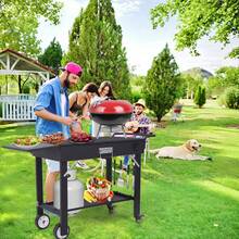 Grill Cart For Blackstone Griddle, Outdoor Portable Folding Table With Wheels For 17" & 22" Griddles, BBQ Prep Table With Storage - 黑色 - 查看 5