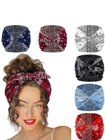 1/6pcs Women's Bowknot Rabbit Ear Headband, Boho Extra Wide Cute Rabbit Ear Headwrap, Halloween Accessory, Autumn, Women Headband, African Headwrap Headband, Elastic Solid Bowknot Hair Accessories, Suitable For Fitness/Yoga/Sports/Outdoor, Solid Color Casual Headband, All Season Winter Hair Bands Warn Sweatband Women Bandanas Fashion Women Scarf