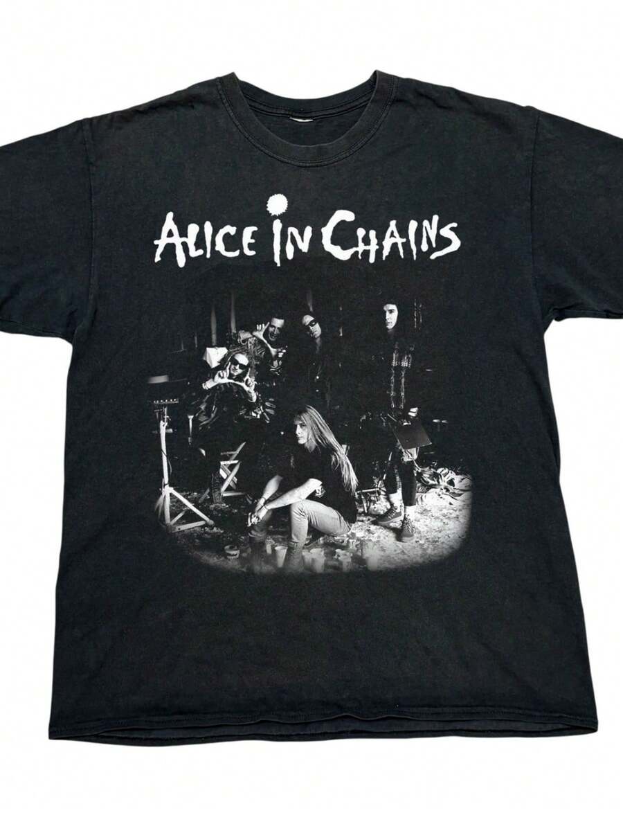 Alice In Chains America Rock Band Black Unisex T-Shirt Size S-5XL - 黑色 - 查看 1