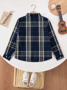 Áo sơ mi dài tay kẻ caro xanh cổ điển thường ngày cho bé trai - màu xanh lá - Xem 3