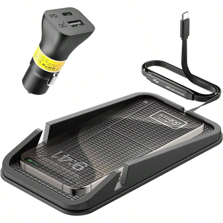 - Cargador inalmbrico para coche, cargador inalmbrico antideslizante para telfono celular de coche, alfombrilla de carga inalmbrica compatible con 16/15/14/13/12 S23 S22 S21 - negro - - Ver 1