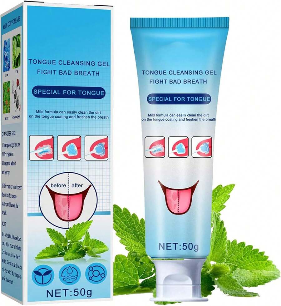TendenciaLimpiador Bucal Lengua, Tongue Set de Gel Limpiador de Lengua, Raspador de Lengua, Gel Limpiador de Lengua con Cepillo Limpiador, Cepillo Lengua, Pasta para Lengua Fresca - Cuida tu Salud Bucal (Incluye 1 Gel + 1 Cepillo)Calidad premium - 1 - Ver 1