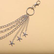 1-Piece Multi-Layer Starfish Decor Metal Pants Chain, Silver Alloy Material, Multi-Star Pendant Design, Street Edgy Style Waist Chain - Compatible With Jeans Accessories, Daily Outings, Parties, Halloween & Christmas Looks