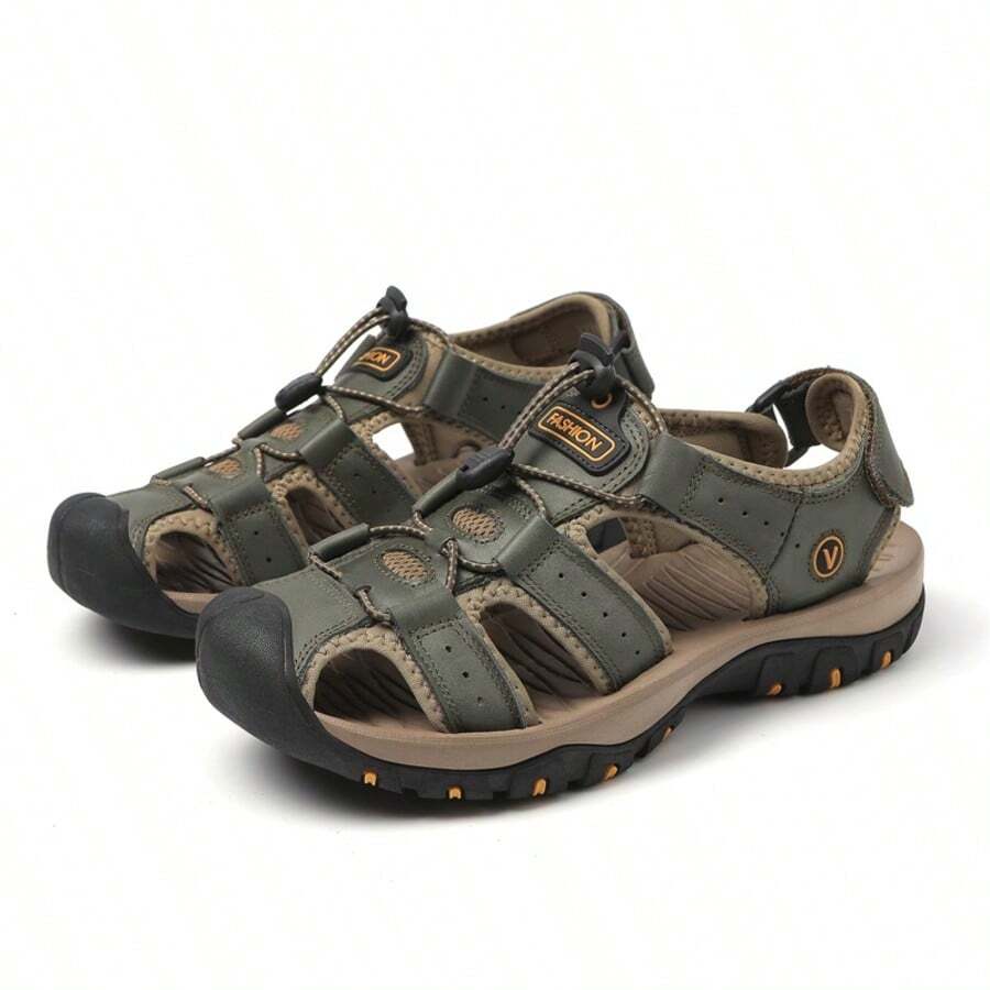 Giày sandal đế mềm ngoài trời cho nam, giày đi biển mũi kín mùa hè, giày đi nước thoáng khí - màu xanh lá - Xem 1