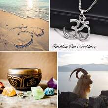 Stainless Steel Om Necklace For Men Women, Gold Plated/Silver/Black Yoga Charm Pendant Necklaces Aum Om Ohm Sanskrit Sym.Bol Hindu Meditation Chain Necklace,Mens Womens Jewelry Gifts,Silver - 銀色 - 查看 6