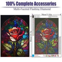 [Free Shipping]OFRKE Diamond Painting Kits For Adults Beginners 5D Diamond Art Kits With Round Diamonds Gem Art Full Drill Flower Painting For Home Wall Decor Gifts 12x16inch,A-Rose - A玫瑰 - 查看 3