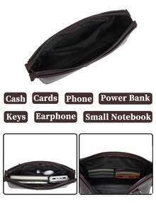 HOVI'S Kaiduch Men's PU Leather Clutch Bag With Password Lock And Wrist Strap - Lightweight, Secure, Fits Phone, Power Bank, Cards And Key - Brown - View 9