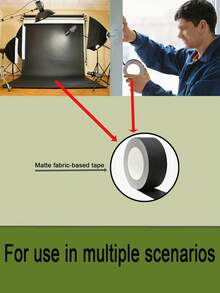 1 Roll Black Matte Cloth Duct Tape, Adhesive Bonding Agent, Tear-Resistant And Temperature Resistant (50-200°F) | Clean Removal, Strong Fixation, Suitable For Theater, Stage, Construction, Temporary Fixation And Sealing | Durable Tape, Ideal For Lighting Technicians And Stage Crew | Matte Surface, No Residue Left - Black - View 3