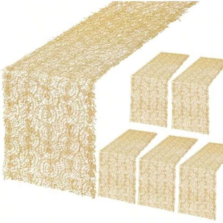 B-COOL - Mantel Rectangular de Lentejuelas para San Valentín, Navidad, 60 x 102 Pulgadas, sin Costuras, Tela de Lentejuelas Rojas, para decoración(6 pieces 12x108inch Oro) - Multicolor - Añade 1
