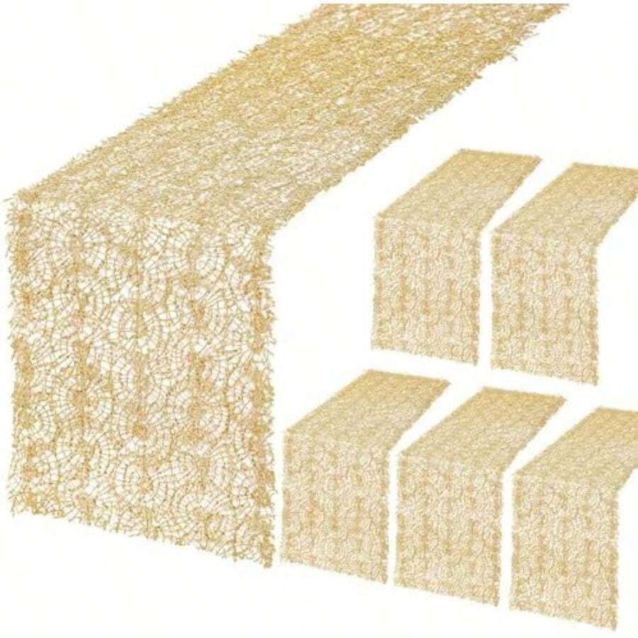 B-COOL - Mantel Rectangular de Lentejuelas para San Valentín, Navidad, 60 x 102 Pulgadas, sin Costuras, Tela de Lentejuelas Rojas, para decoración(6 pieces 12x108inch Oro) - Multicolor - Ver 1