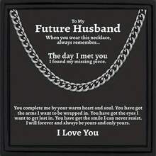 1条男士简约嘻哈风个性化百搭不锈钢链项链，可作为礼物送给丈夫、男友、兄弟、儿子、侄子、孙子、父亲，附赠卡片和礼盒 - 鋼色 - 查看 16