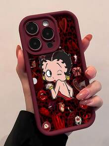 Funda roja para teléfono con estampado de corazón y beso de , compatible con teléfonos ,  17,  16 Pro Max,  15 Pro Max,  13 y  12. Fabricada en TPU, ofrece protección contra golpes y caídas. Un regalo ideal para familiares, amigos, seres queridos, parejas y Navidad. - Rojo - Ver 1