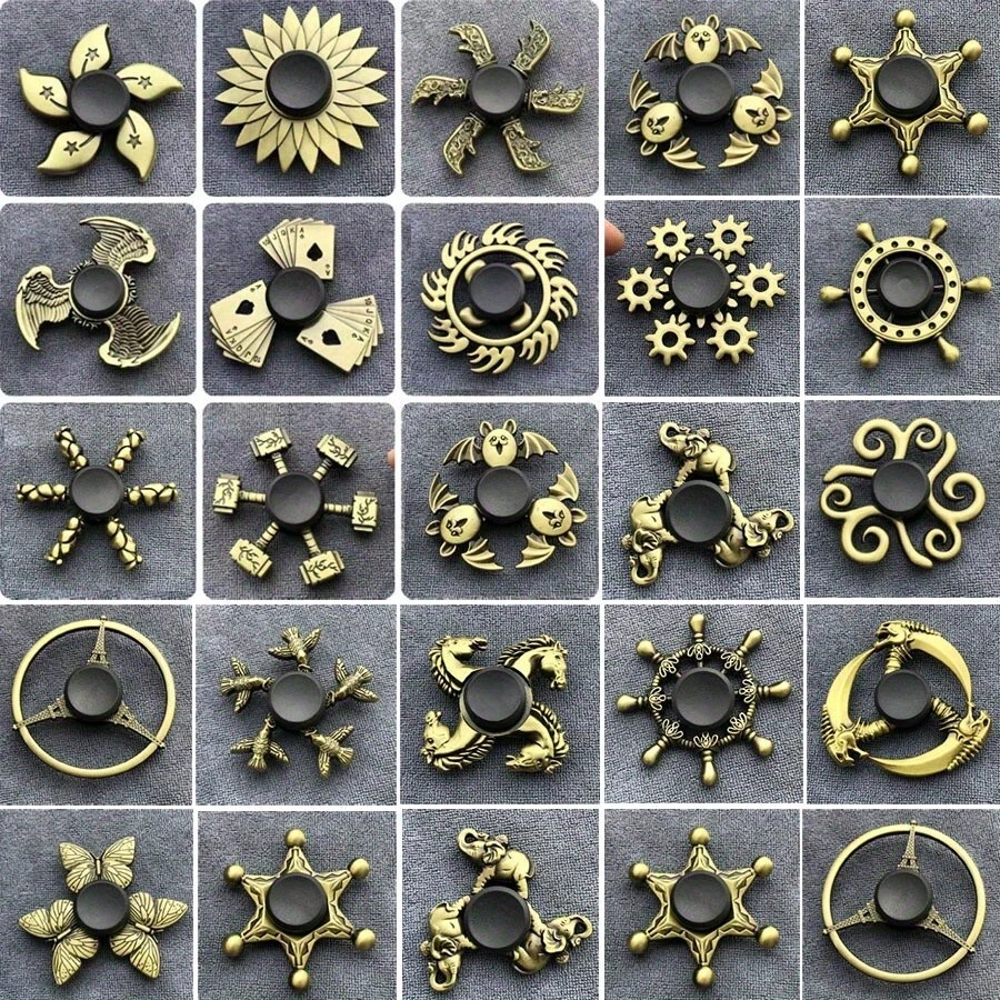 Vintage Bronze Metal Spinning Top - Endless Spinning Top With Bat, Star, Ship Wheel, And Celtic Knot/Iris Hat - Quiet And Durable Stress Relief Toy, Birthday/Christmas Party Gift, Collectible Gift (No) SDDV - 1枚銅牌 - 查看 1