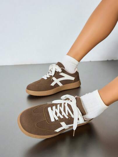 Women's Round Toe Flat Shoes, High Vamp British Style Casual Canvas Lace-Up Loafers, Student Versatile Elegant Comfortable Athletic Sneakers