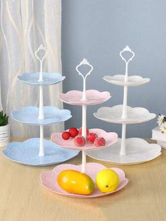 1 pieza Soporte para tarta de 3 niveles | Estante de presentación de postre de plástico ligero desmontable - Presentación elegante en capas para cumpleaños, reuniones, fiestas, bodas y uso comercial. Ideal para camping, hoteles, cafeterías, restaurantes, decoraciones comestibles, exhibiciones de alimentos para eventos y escaparates festivos, para guardar cupcakes, tartas, dulces o bandejas de frutas