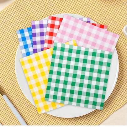 20张/包 格子餐巾纸，一次性纸巾，适用于节日派对、新年和冬季主题活动、餐厅、咖啡馆等。