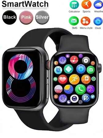 Men's And Women's Smartwatches, 1.85-Inch Full Touchscreen Display, Multiple Sports Modes, Sturdy Outdoor, Information Reminders, Weather Display, Photo Control, Pedometer, 240p Screen Resolution, 200mA Battery IPS Screen Material Lithium Battery Polymer, USB Charging Power Mode,Multiple National Languages