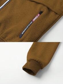 Men Plus Size Thermal Lined Thick Hooded Jacket, Fall/Winter, Thermal Lined Jacket - Brown - View 4