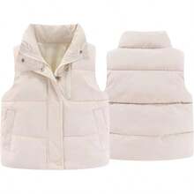 - Chaleco acolchado para nios y nias, clido, ligero, sin mangas, para nieve, chaleco acolchado - 2-3 Años + Blanco - Ver 1