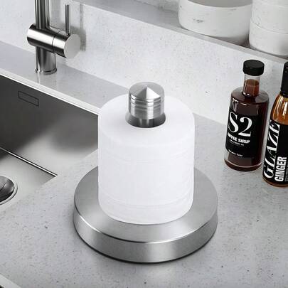 11 Inch Paper Towel Holder, One-Handed Pull &Amp; Tear, Stainless Steel, Free-Standing Kitchen Roll Holder, Weighted P...