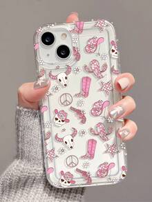 1件装时尚个性化西部骷髅仙人掌牛头图案拼贴美学透明TPU缓冲减震手机壳，兼容 16/16Pro/16Plus/15/15ProMax/15Pro/11/12/13/14ProMax/12Mini/13Mini/11Pro/11ProMax/12Pro/12ProMax/13Pro/13ProMax/14Pro/14ProMax，软壳，高端 - 彩色 - 查看 1