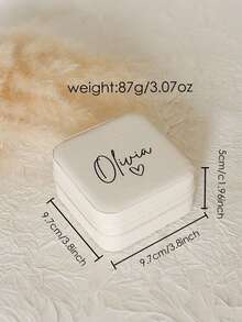 Personalized Handwritten Name Heart-Shaped Jewelry Box - Customized Beige Travel Jewelry Storage Box, Zipper Closure, Fabric Lining, Perfect Bridesmaid Invitation Gift Or Couple's Memento, Elegant Design | Soft Lining, Wedding Gift, Jewelry Box - Multicolor - View 4