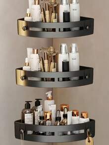 Półka łazienkowa 3 szt. z haczykami, regał do przechowywania i organizowania w kuchni, plastikowy uchwyt na butelkę szamponu, półka prysznicowa, akcesoria łazienkowe, półka bez wiercenia