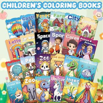 5 Packs Kids Cartoon Coloring Books Set - Zoo, Dinosaur, Insect, Ocean World & Unicorn Themes | 60 Designs For Boys & Girls Ages 3+ | Perfect Educational Gift For Birthdays, Christmas & Halloween | Develop Creativity & Imagination Through Multiple Combinations| Preschool Fun