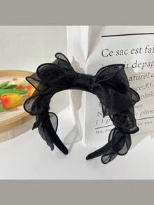 1 قطعة شريط رأس بفيونكة على الطراز الفرنسي القديم، إكسسوار شعر ذو حافة شبكية عريضة متعددة الطبقات - متعدد الألوان - مشاهدة 8