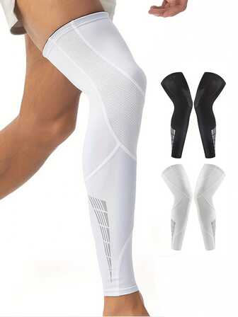 1 全腿护膝 - 及膝压缩袜，延伸至大腿，运动压缩服 | 时尚压缩服 | 耐用压缩服，压缩袖套，静脉曲张压缩袜，仅限机洗，适合支撑大腿、小腿和膝盖，采用透气网眼设计，适合跑步、篮球和运动。