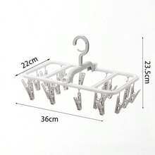 12/20 Clips Foldable Clothes Drying Rack, Multi-Functional Clothesline For Socks, Underwear, Towels, White/Grey