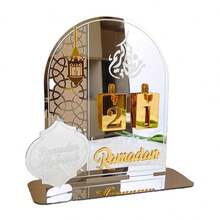 1 calendar de birou acrilic cu lună aurie, suport decorativ pentru atmosferă festivă - BT269-1PC - Vizualizare 5