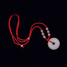 FORUBUS Green Jade Buddha Circle Red String Pendant Necklace - Chinese Traditional Amulet For Luck And Protection,Cwhite - 懷特 - 查看 4