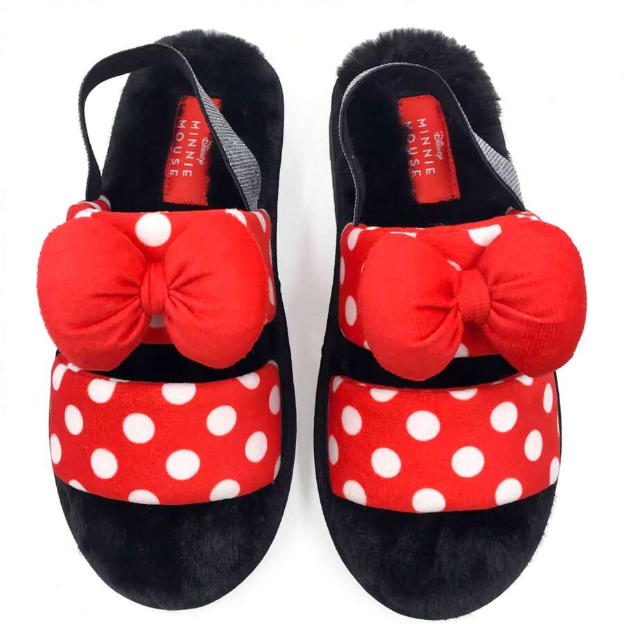 Minnie Mouse Polka Dots And Bows Women's Fuzzy Slippers - Nhiều màu - Xem 1