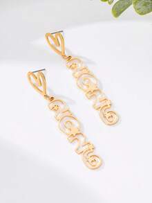 1 Par de Brincos Numéricos 2026 em Formato de Coração, Acessórios de Joalheria Comemorativos de Cor Dourada Simples para Mulheres