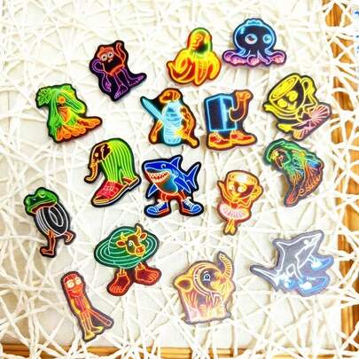 8个/包 混合亚克力双面彩色山海经典图案吊坠，DIY珠宝制作材料