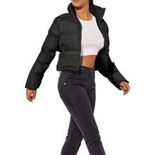 Chaqueta corta corta negra corta corta para mujer, chaqueta corta y ligera - negro - + M - Ver 2