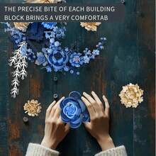 950片月亮花积木玩具套装，家居装饰，创意3D墙面艺术装饰，精致花卉积木套装，情人节小颗粒DIY趣味节日/生日礼物，1000+片 - 彩色 - 查看 9