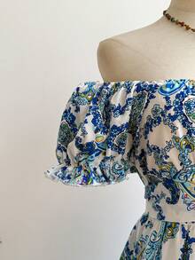 Rusttydustty A Long Casual Vacation Dress With Floral Prints For Womenboho Easter Beach Outfits Hawaii Music Festival Tropical Vacation - Blue - View 4